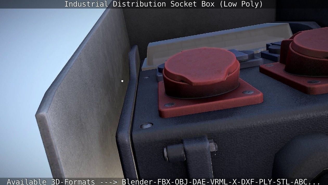 Industrial Distribution Socket Box  Low-poly 3D model_86