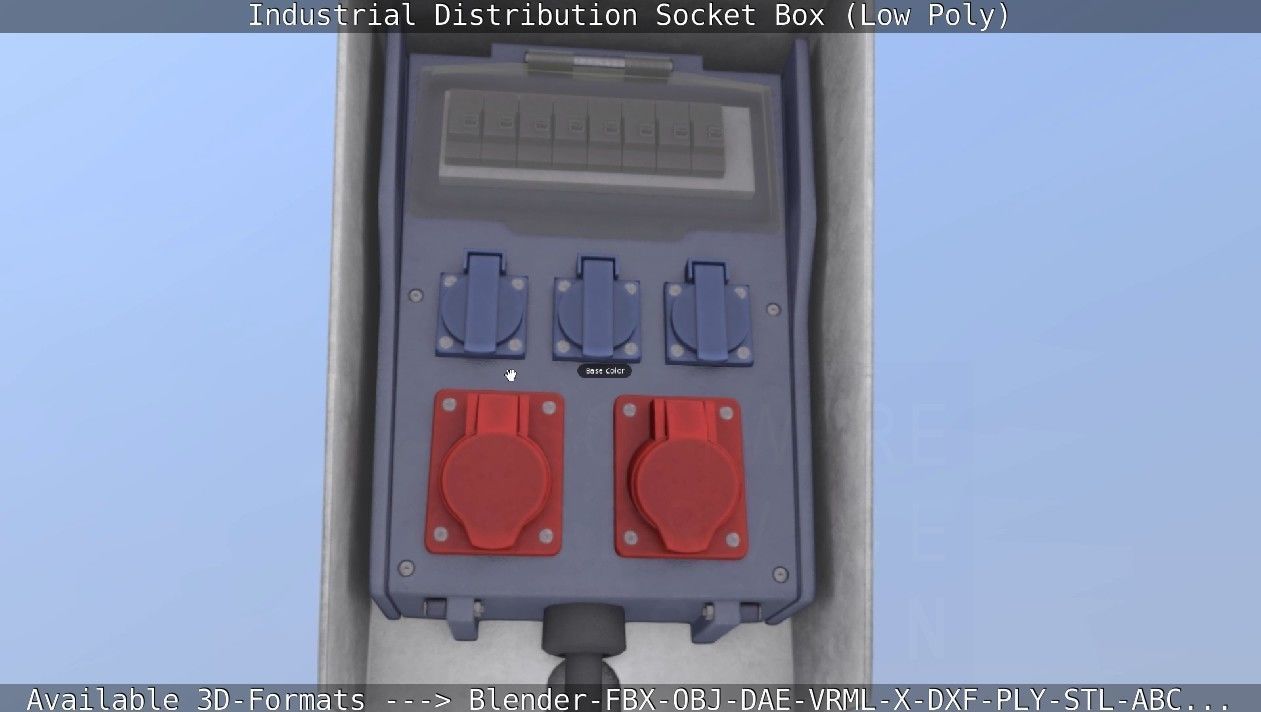 Industrial Distribution Socket Box  Low-poly 3D model_32