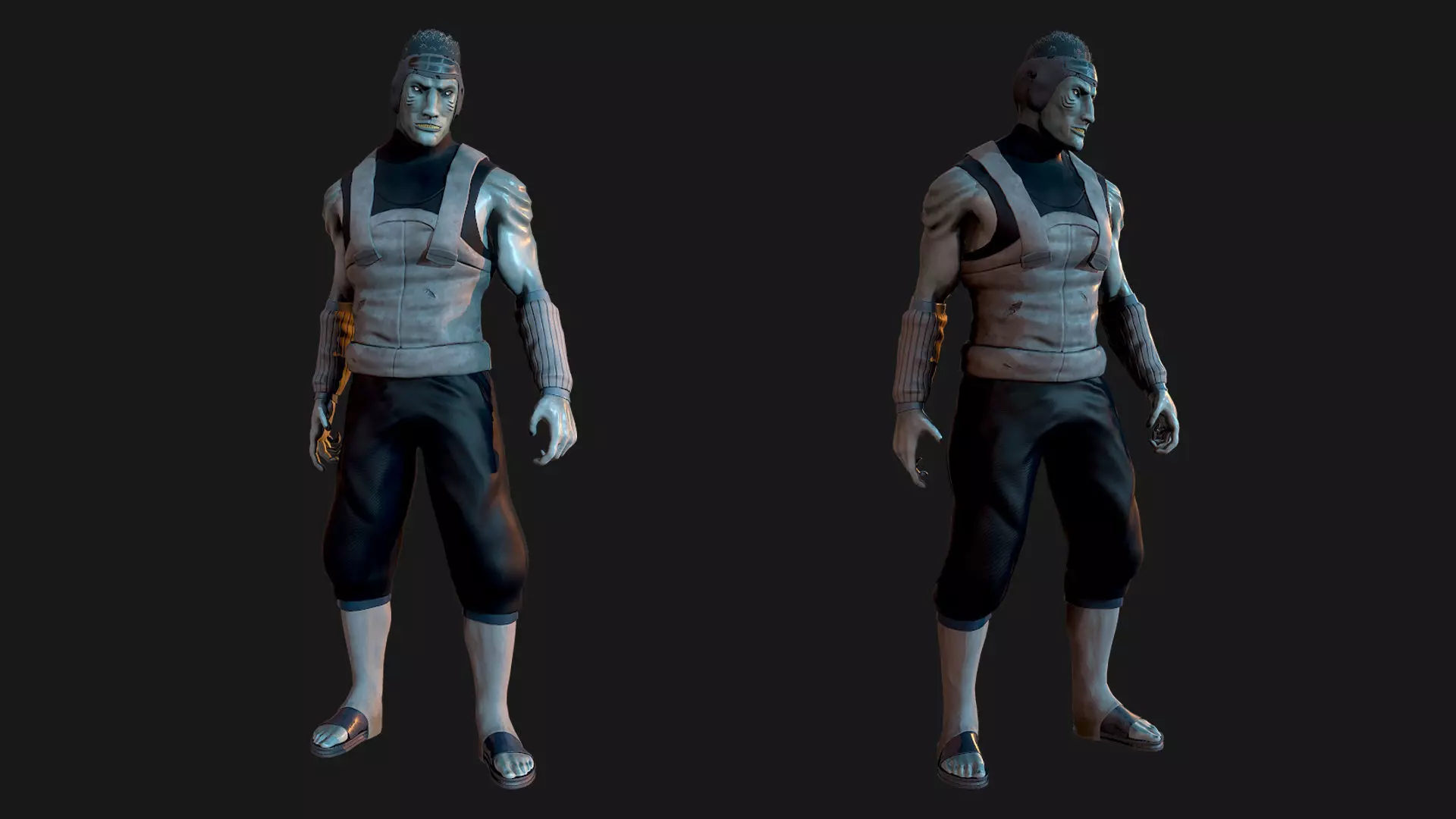 Kisame ninja character Low-poly 3D model_0
