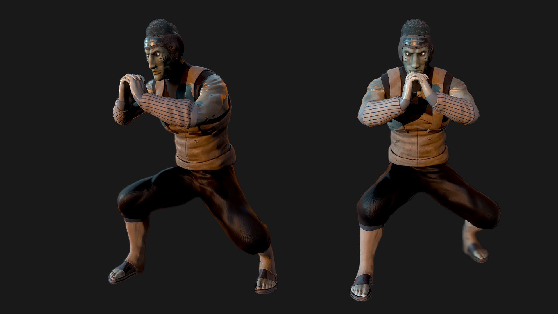 Kisame ninja character Low-poly 3D model_2