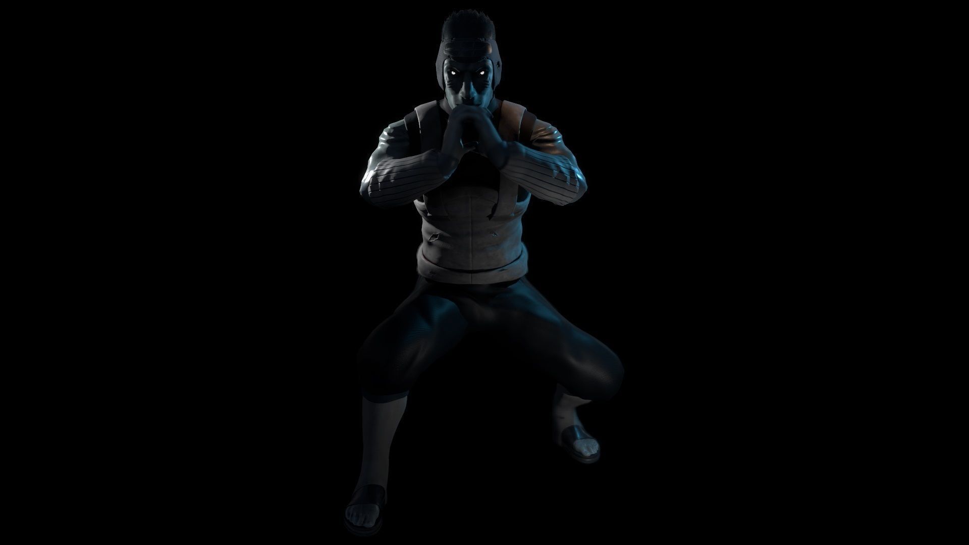 Kisame ninja character Low-poly 3D model_10