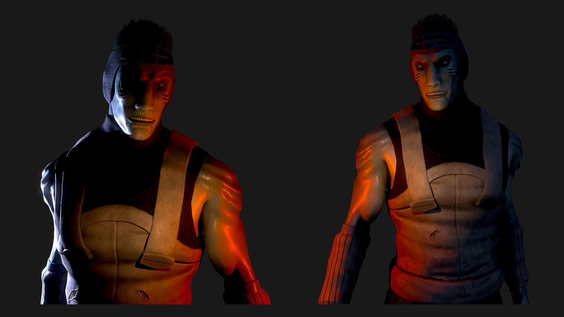 Kisame ninja character Low-poly 3D model_4