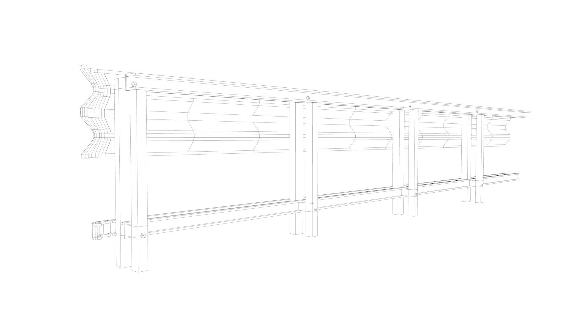 Guardrail metal railing 3D model_6