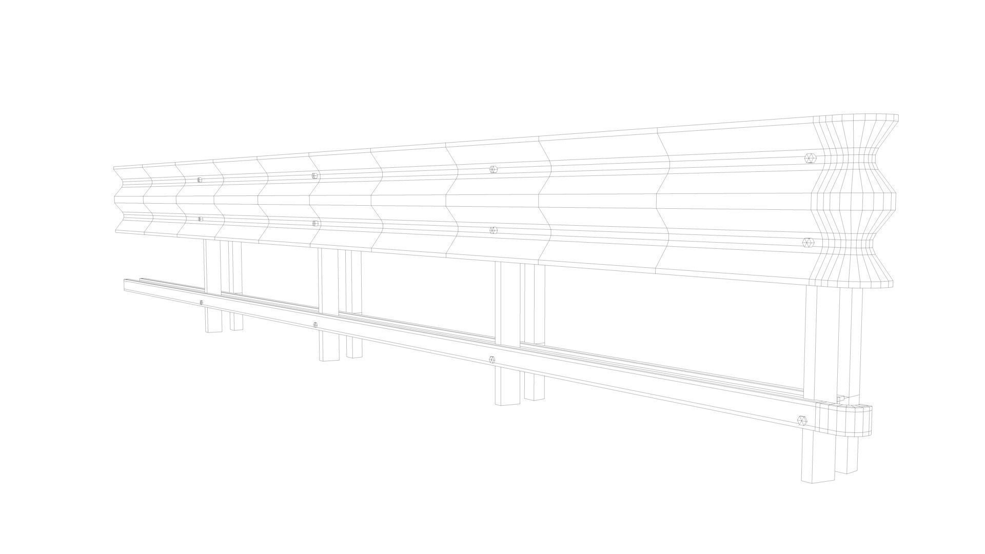 Guardrail metal railing 3D model_5