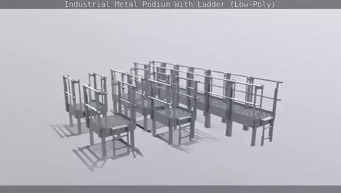 Industrial Metal Podium With Ladder Low-Poly