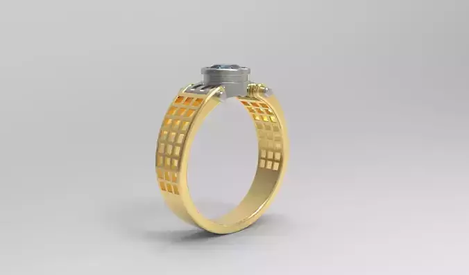 Ring with stone and square holes