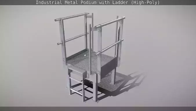 Industrial Metal Podium with Ladder High-Poly