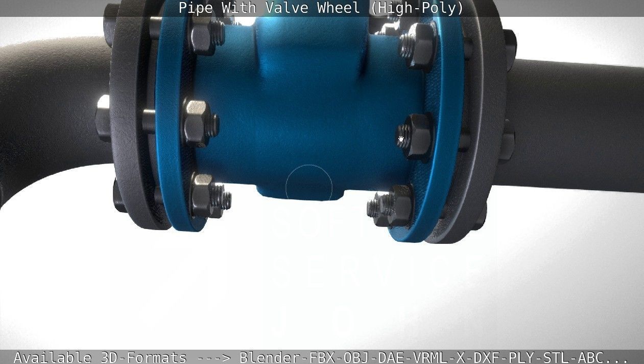 Pipe With Valve Wheel High-Poly 3D model_102