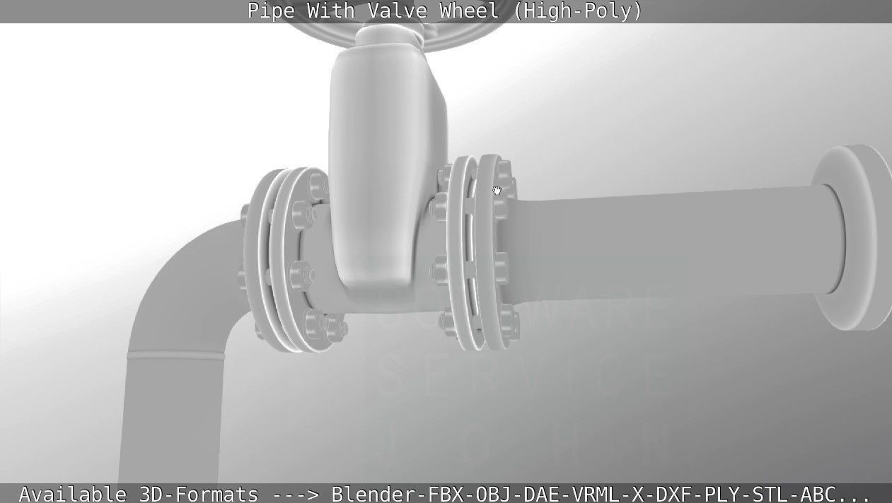 Pipe With Valve Wheel High-Poly 3D model_92