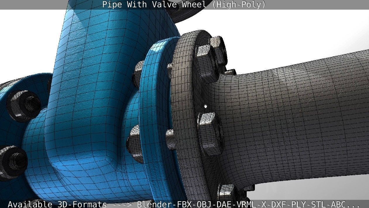 Pipe With Valve Wheel High-Poly 3D model_68