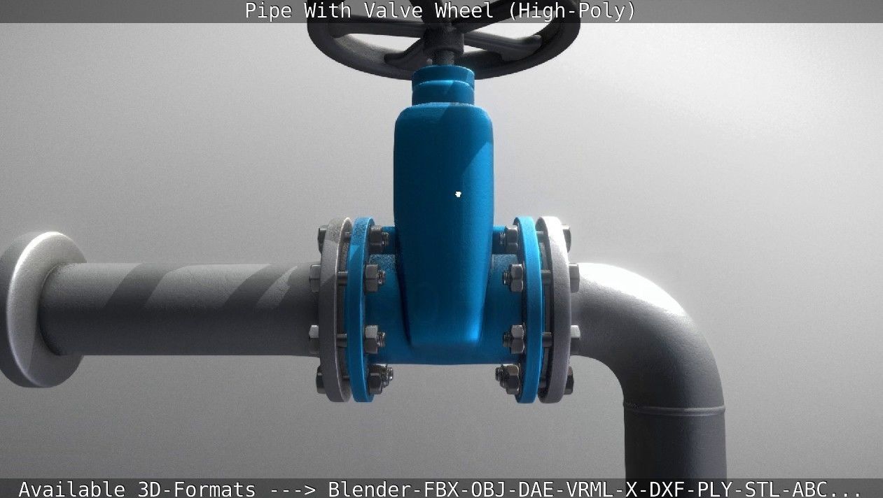 Pipe With Valve Wheel High-Poly 3D model_143