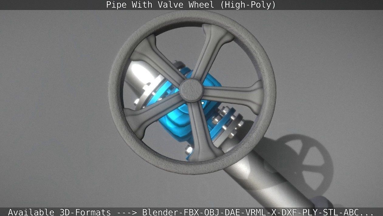 Pipe With Valve Wheel High-Poly 3D model_31