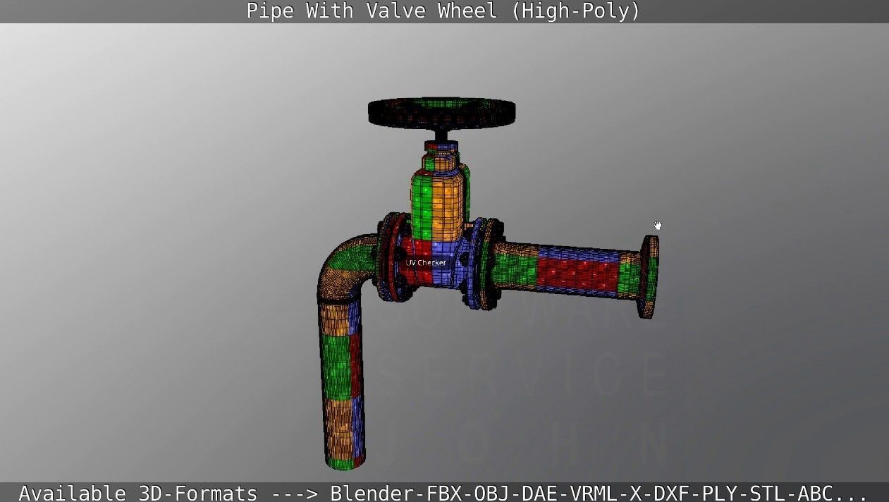 Pipe With Valve Wheel High-Poly 3D model_130