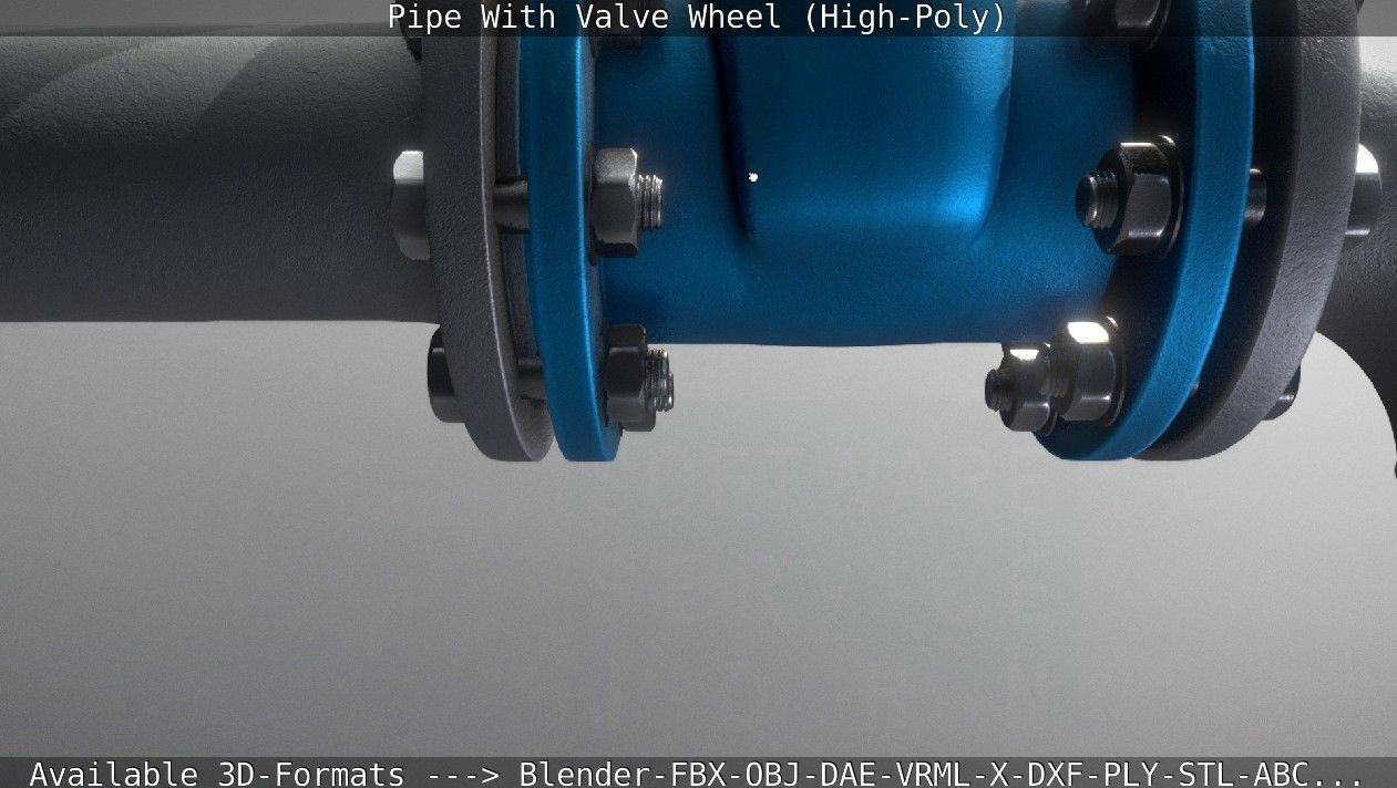 Pipe With Valve Wheel High-Poly 3D model_139