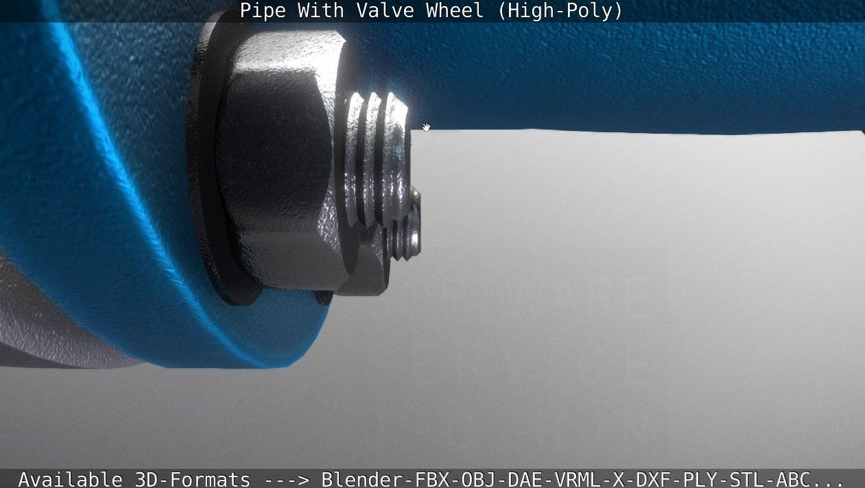 Pipe With Valve Wheel High-Poly 3D model_131