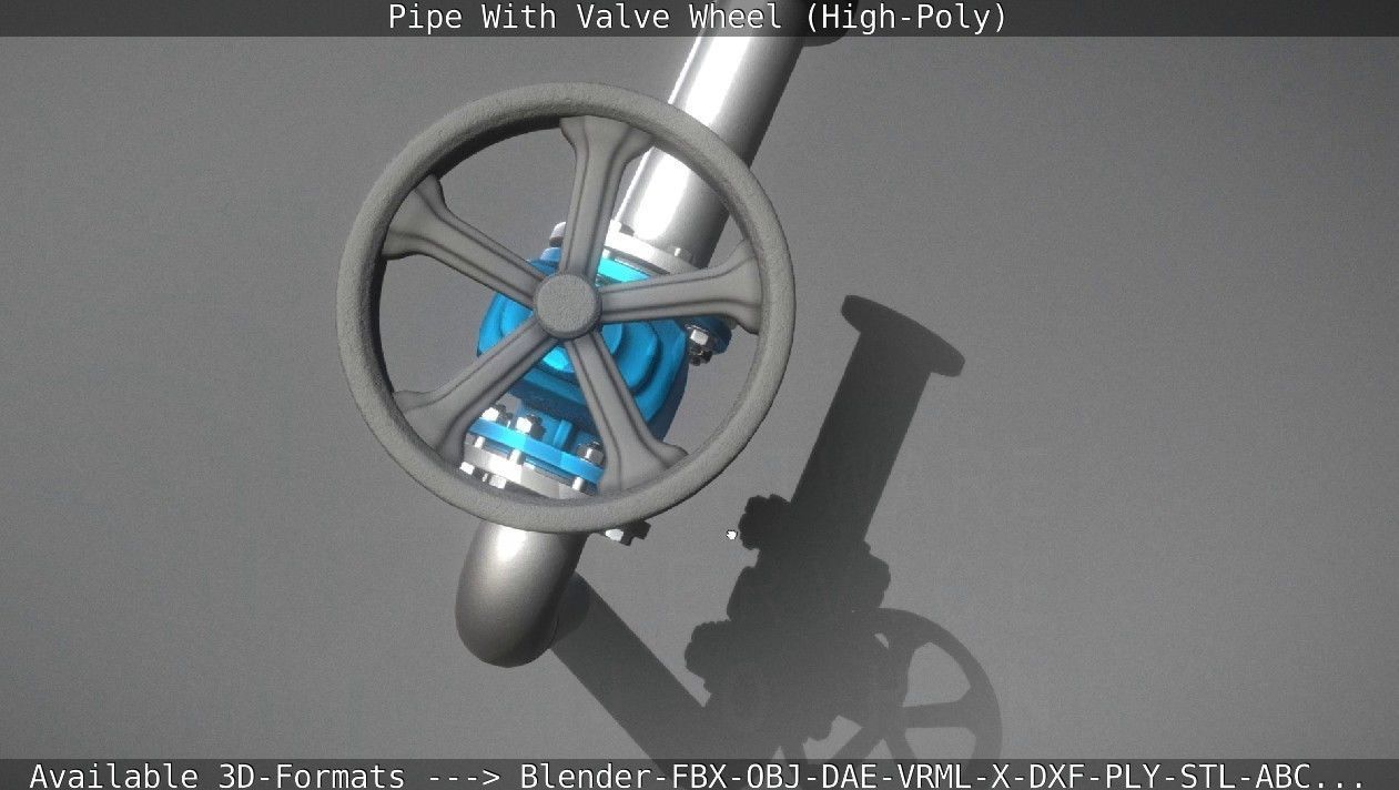 Pipe With Valve Wheel High-Poly 3D model_8