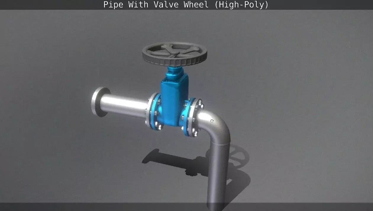 Pipe With Valve Wheel High-Poly 3D model_0