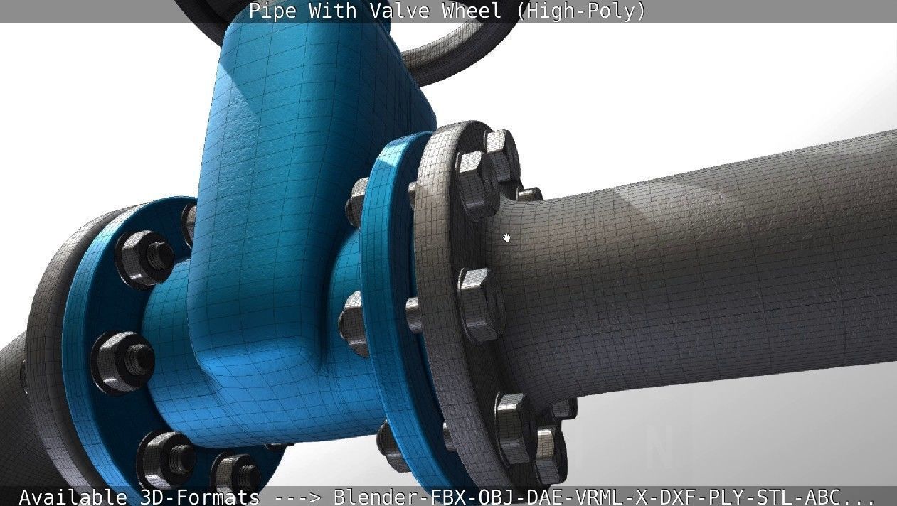 Pipe With Valve Wheel High-Poly 3D model_69