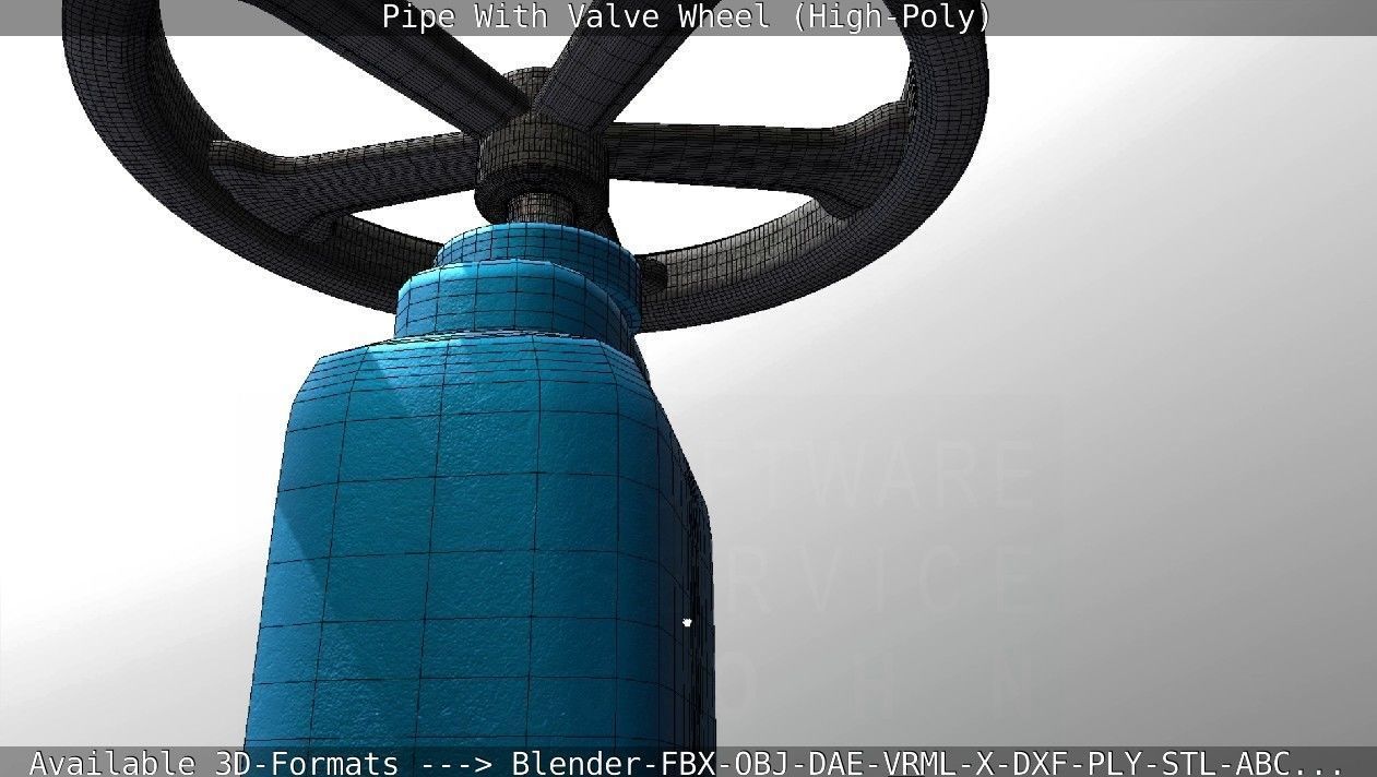 Pipe With Valve Wheel High-Poly 3D model_63