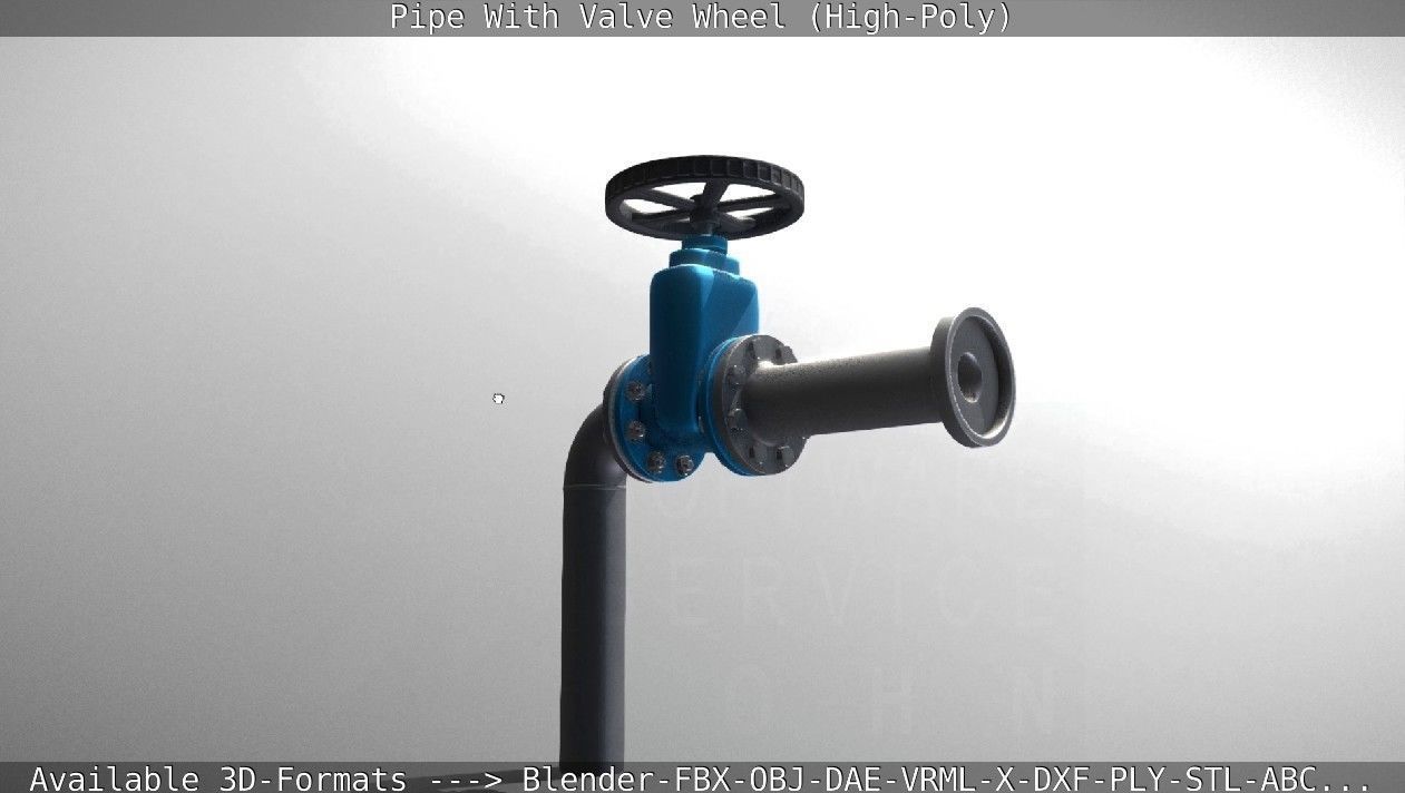 Pipe With Valve Wheel High-Poly 3D model_4