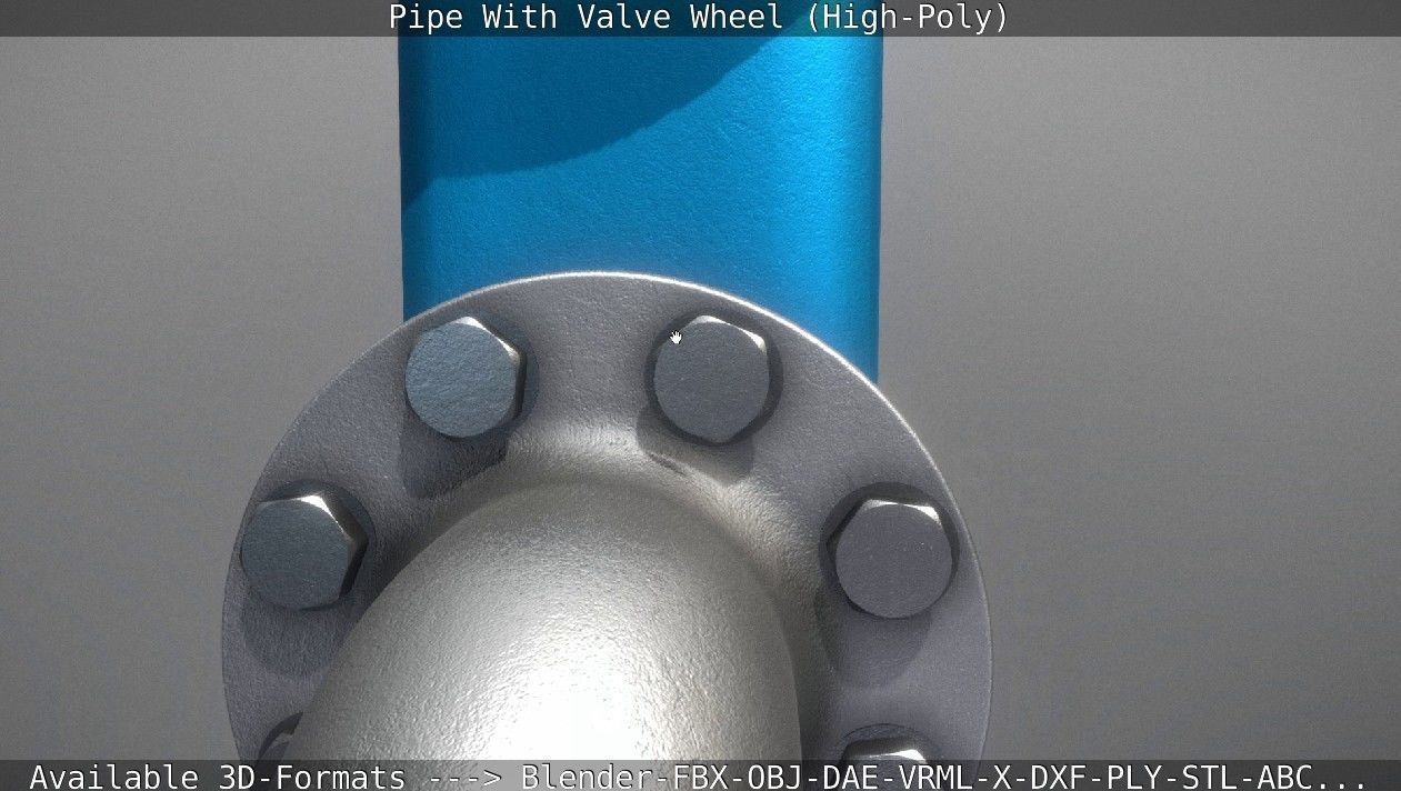 Pipe With Valve Wheel High-Poly 3D model_23