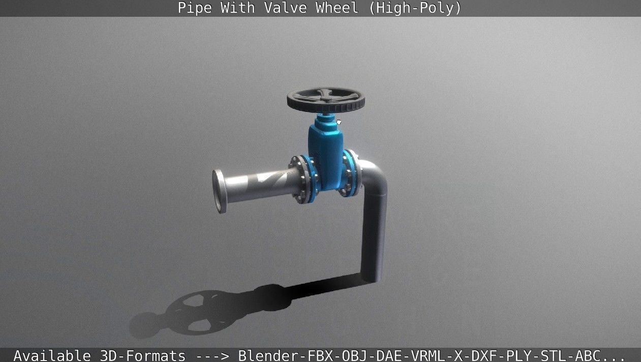 Pipe With Valve Wheel High-Poly 3D model_142