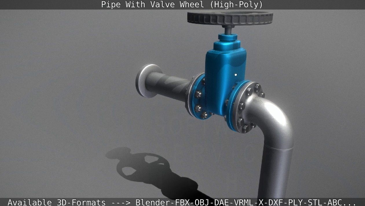 Pipe With Valve Wheel High-Poly 3D model_73