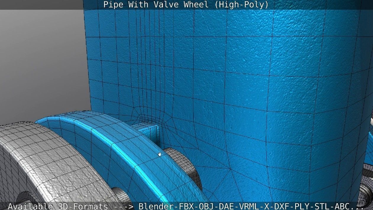 Pipe With Valve Wheel High-Poly 3D model_56