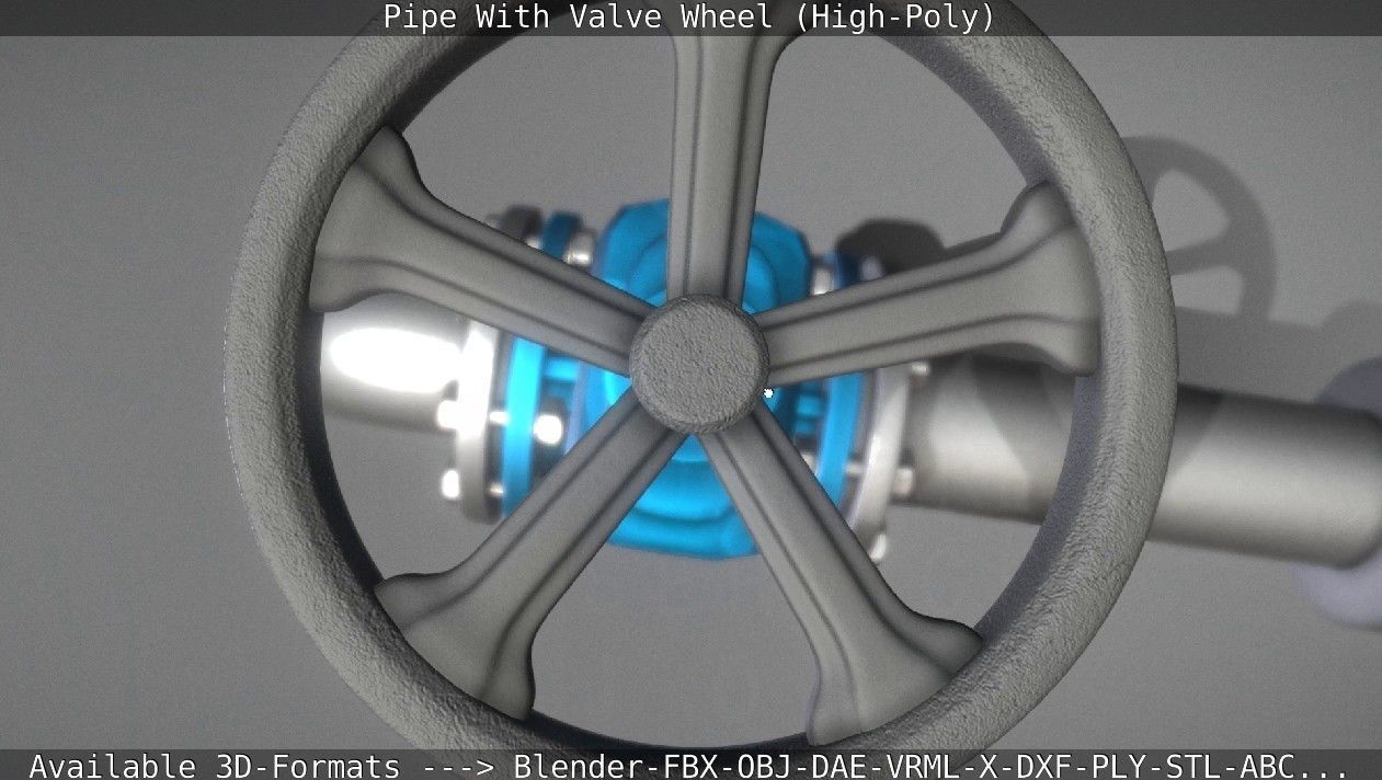 Pipe With Valve Wheel High-Poly 3D model_10