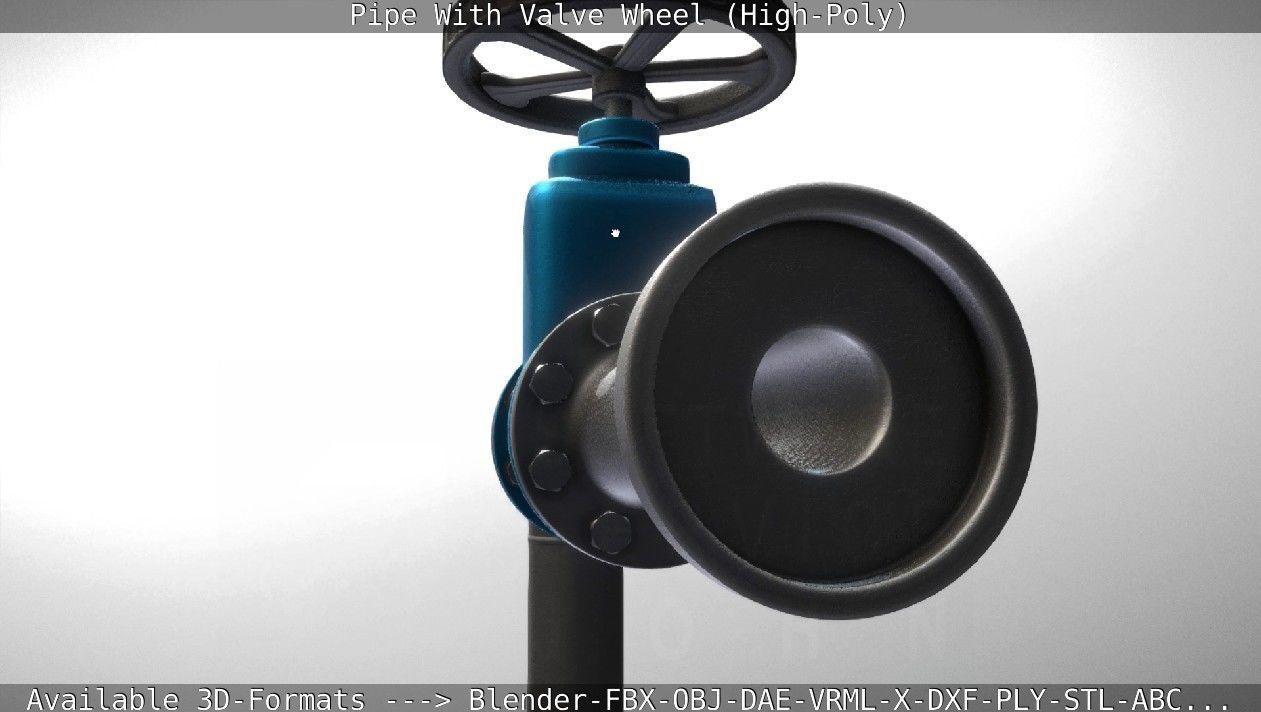 Pipe With Valve Wheel High-Poly 3D model_36