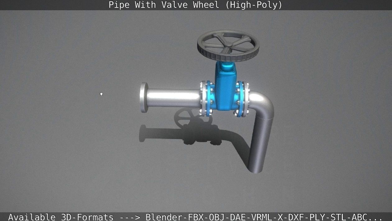 Pipe With Valve Wheel High-Poly 3D model_66
