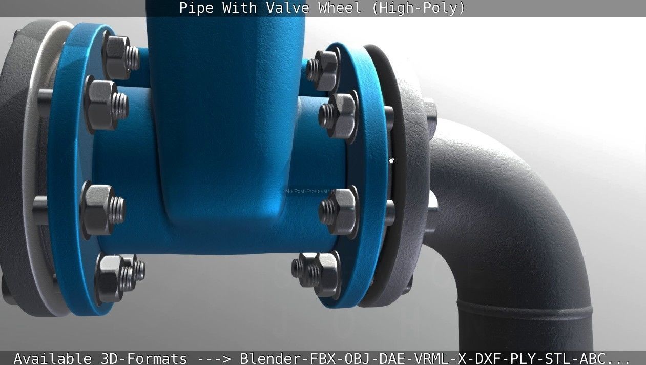 Pipe With Valve Wheel High-Poly 3D model_44
