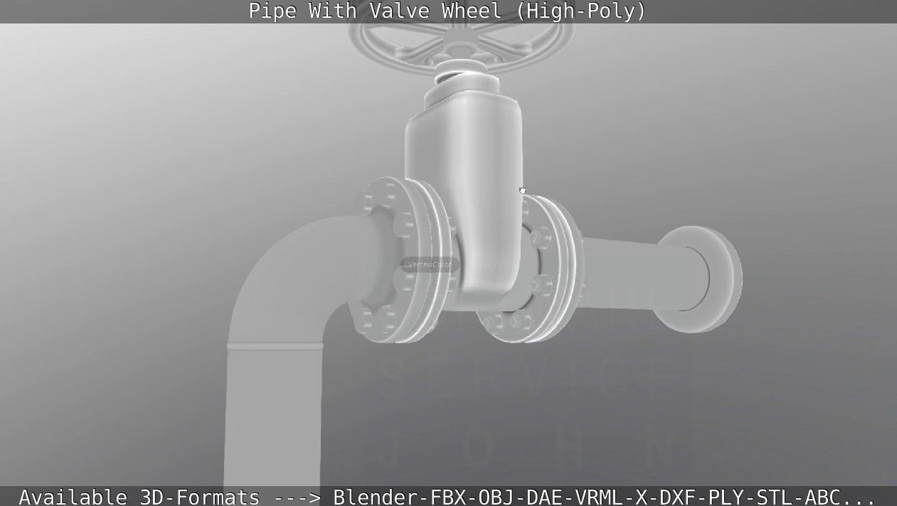 Pipe With Valve Wheel High-Poly 3D model_89