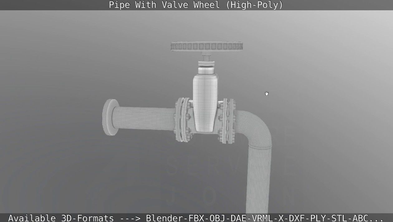 Pipe With Valve Wheel High-Poly 3D model_112