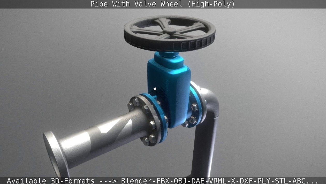 Pipe With Valve Wheel High-Poly 3D model_137
