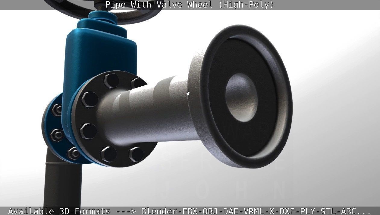 Pipe With Valve Wheel High-Poly 3D model_72