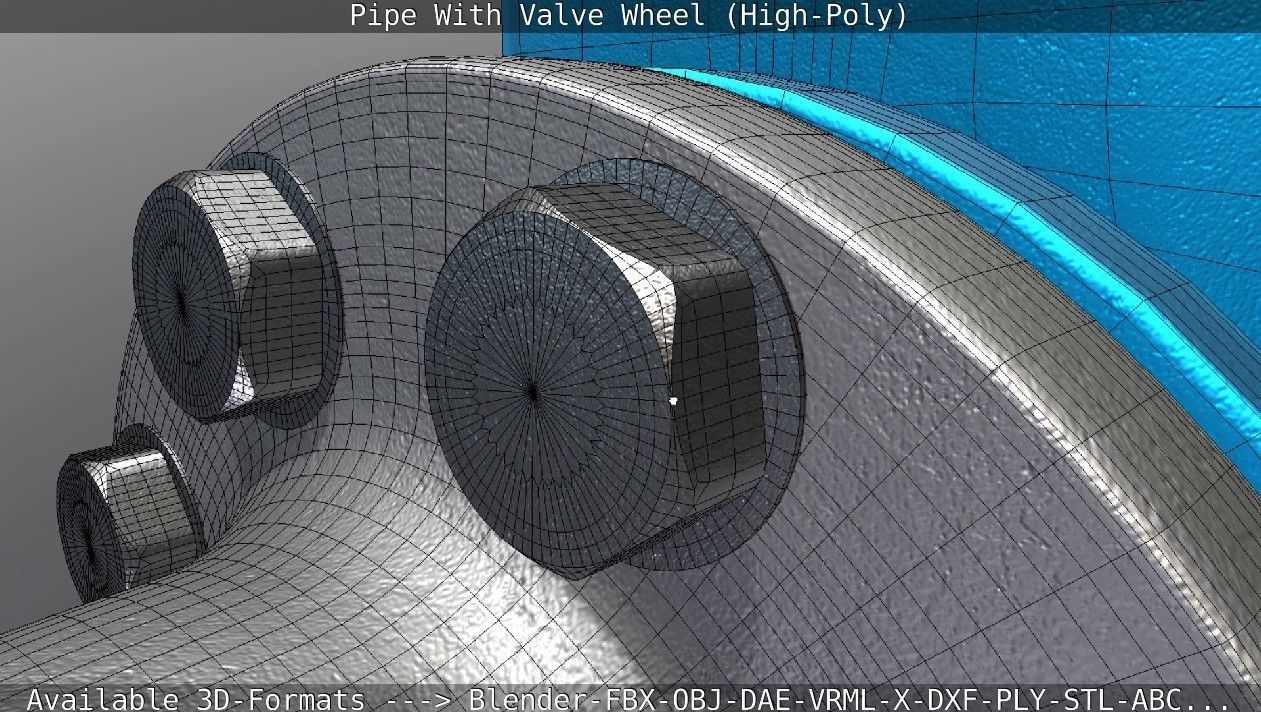 Pipe With Valve Wheel High-Poly 3D model_53