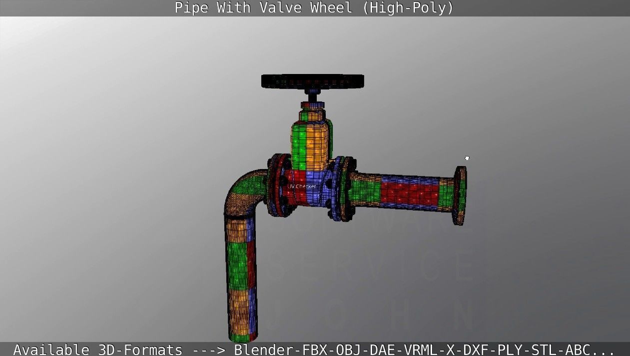 Pipe With Valve Wheel High-Poly 3D model_128