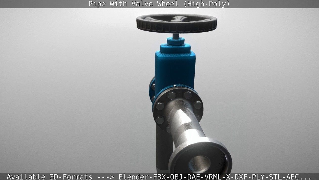 Pipe With Valve Wheel High-Poly 3D model_138