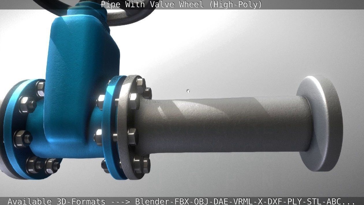Pipe With Valve Wheel High-Poly 3D model_91