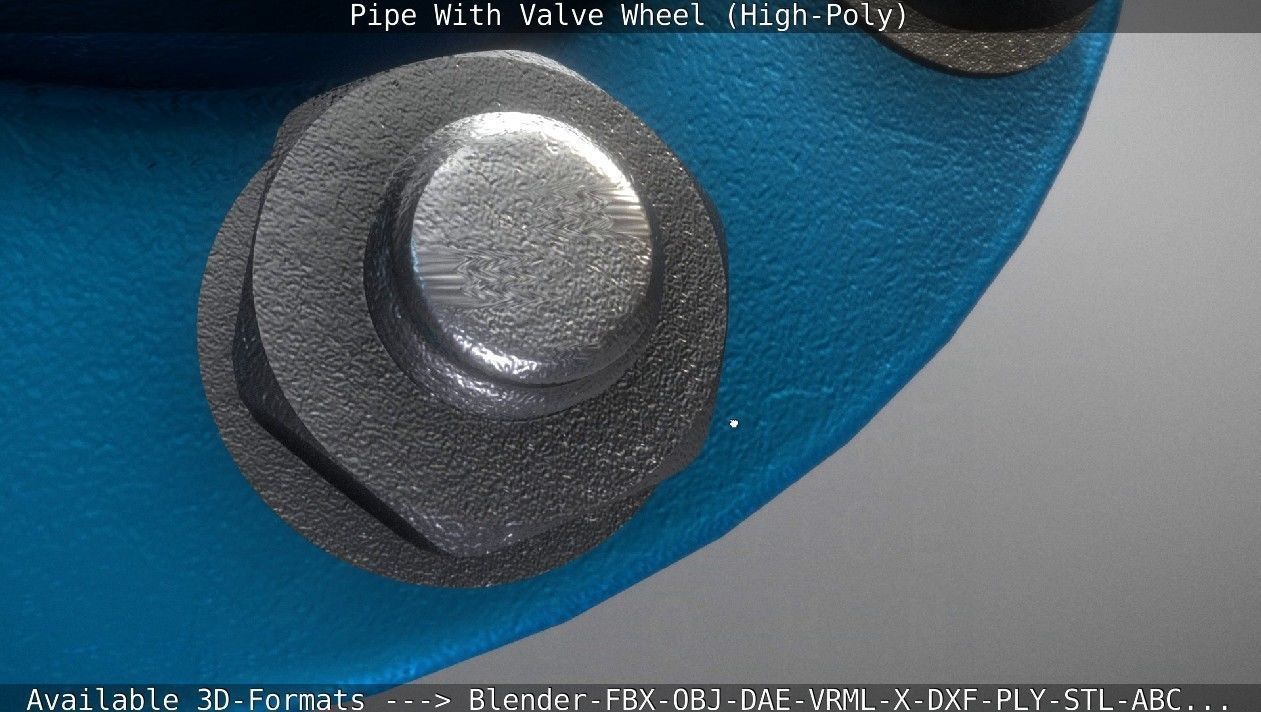 Pipe With Valve Wheel High-Poly 3D model_124