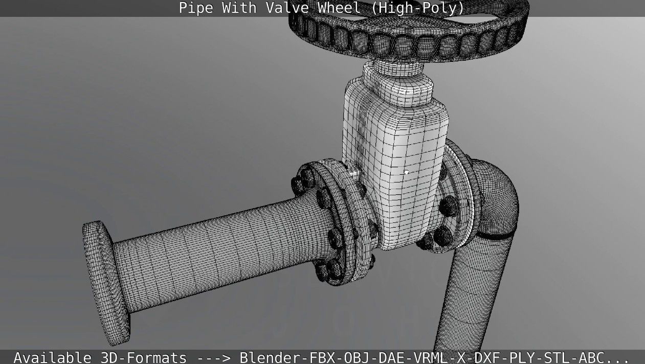 Pipe With Valve Wheel High-Poly 3D model_122