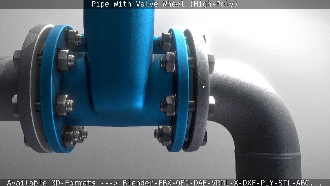 Pipe With Valve Wheel High-Poly 3D model_40