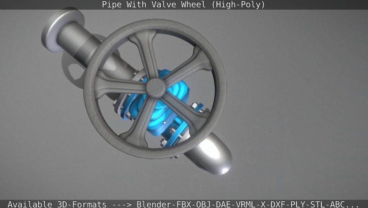 Pipe With Valve Wheel High-Poly 3D model_34