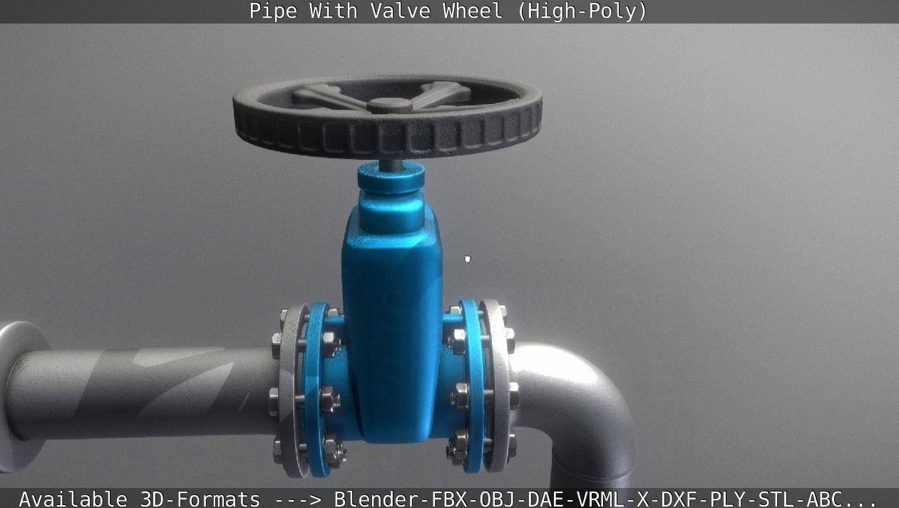 Pipe With Valve Wheel High-Poly 3D model_146