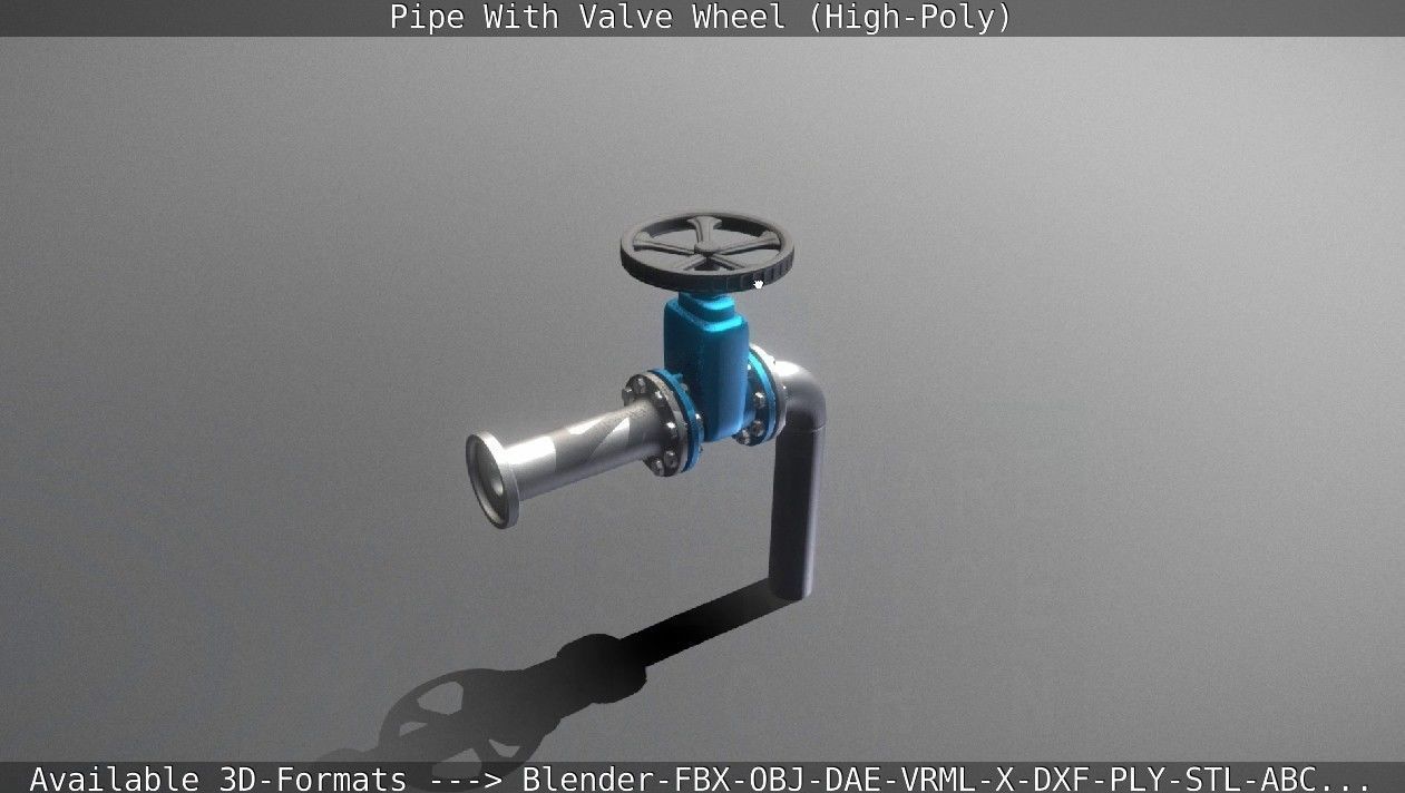 Pipe With Valve Wheel High-Poly 3D model_134