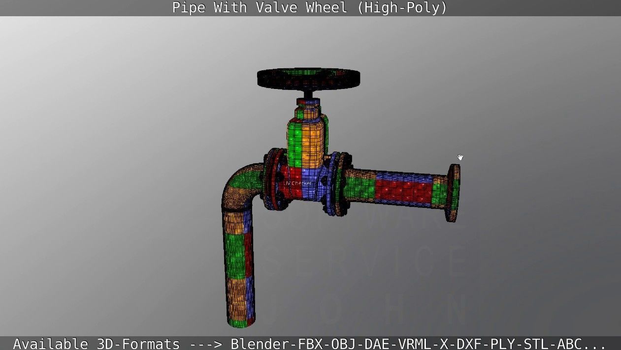 Pipe With Valve Wheel High-Poly 3D model_129