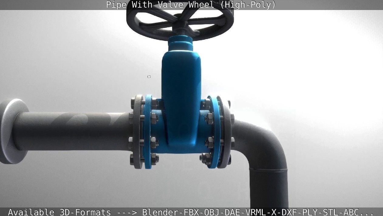 Pipe With Valve Wheel High-Poly 3D model_48