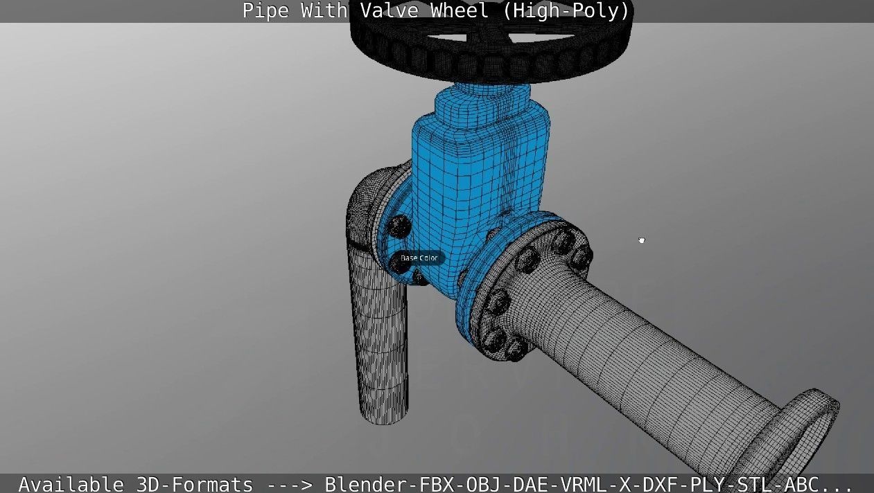 Pipe With Valve Wheel High-Poly 3D model_126