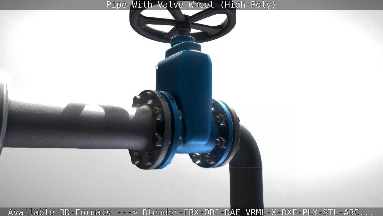 Pipe With Valve Wheel High-Poly 3D model_27